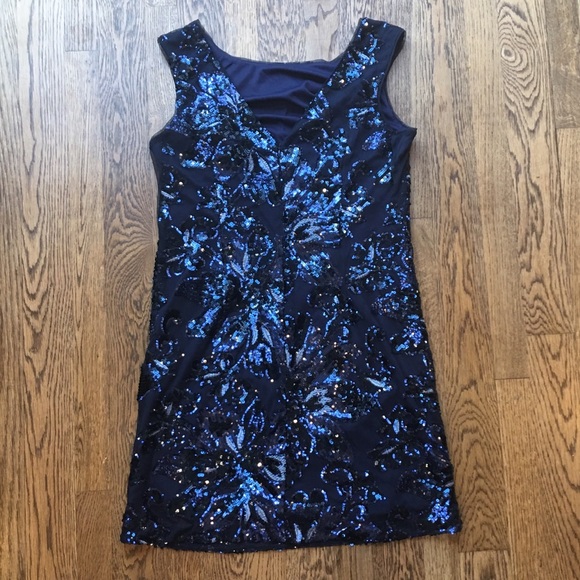NWT WHBM Navy Blue Sequin Shirt Dress - Picture 5 of 5